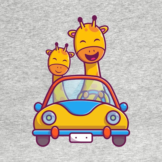 Cute Giraffe Riding Car Cartoon by Catalyst Labs